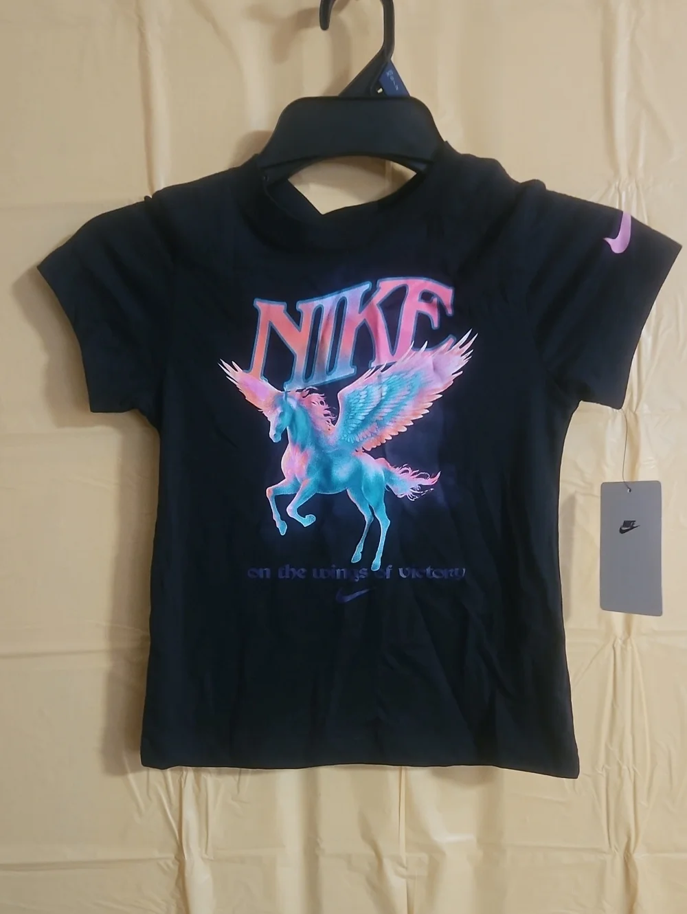 Nike Little Girls' Pegasus Graphic Short Sleeve T-Shirt: BLACK: NEW WITH TAGS: 6